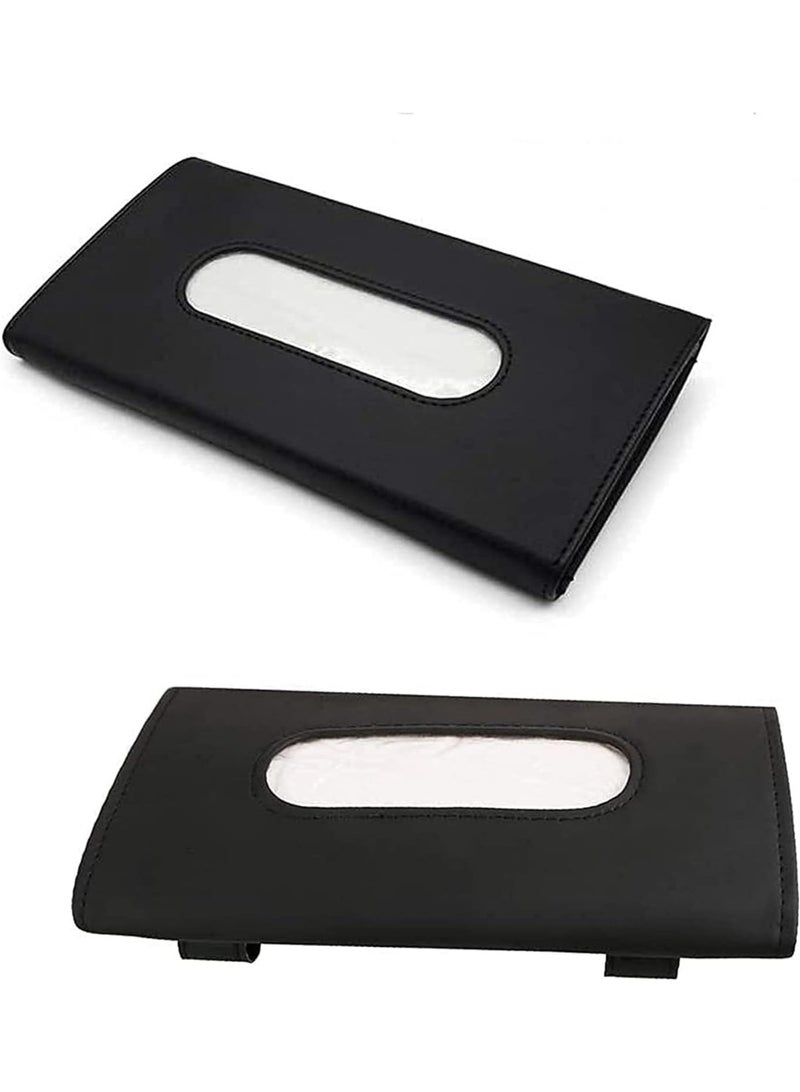 Dunekart PU Leather Car Tissue Box Cover, Premium Visor Backseat Napkin Holder Dispenser, Elegant Auto Interior Accessory Organizer - Black (1 Pc) - Image 1